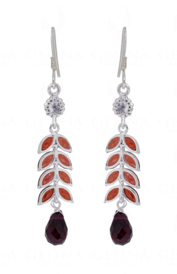 Garnet & Tourmaline Gemstone Studded 925 Sterling Silver Earrings SE04-1118