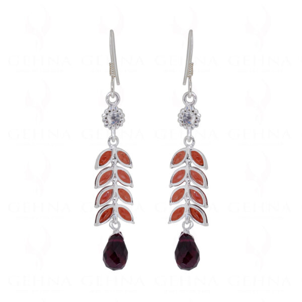 Garnet & Tourmaline Gemstone Studded 925 Sterling Silver Earrings SE04-1118