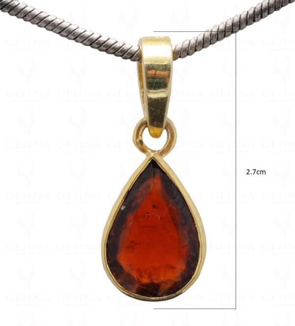 Hessonite Pear Shape Gemstone 925 Silver Pendant SP02-1118