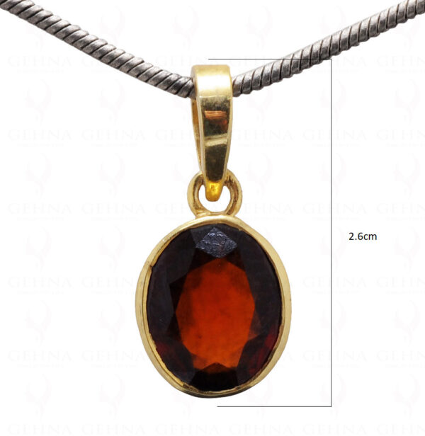 Hessonite Oval Shape Gemstone Studded 925 Silver Pendant SP02-1119