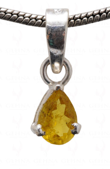 Yellow Sapphire Pearl Shape Gemstone 925 Silver Pendant SP02-1120