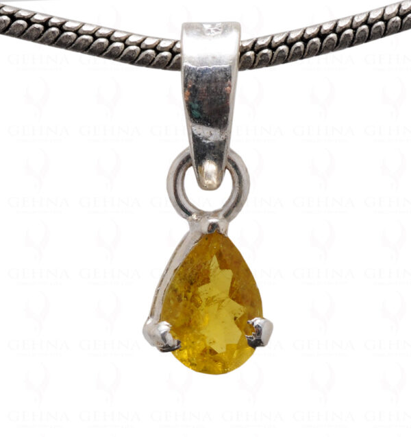 Yellow Sapphire Pearl Shape Gemstone 925 Silver Pendant SP02-1120