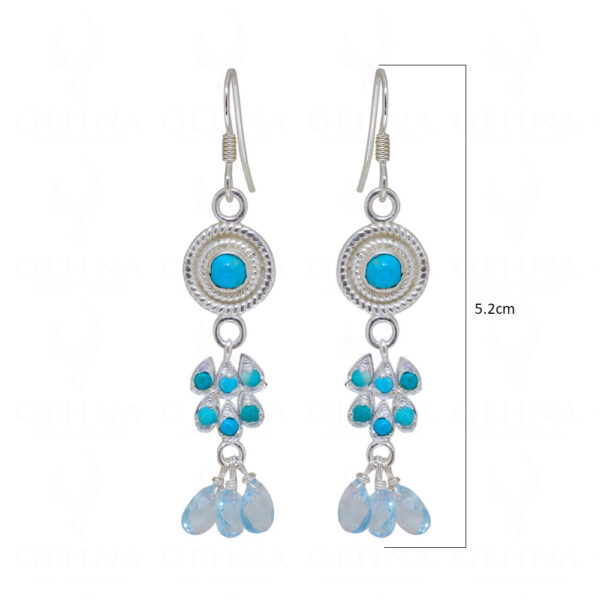 Turquoise & Topaz Gemstone Studded 925 Sterling Silver Earrings SE04-1121