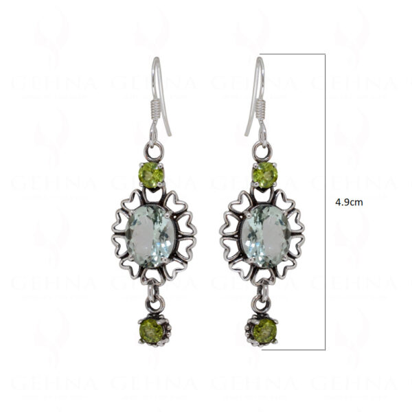 Aquamarine & Peridot Round Shaped Gemstone Studded 925 Silver Earrings SE04-1122