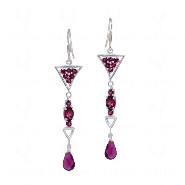 Tourmaline Teardrop Shaped Gemstone Studded 925 Silver Earrings SE04-1123