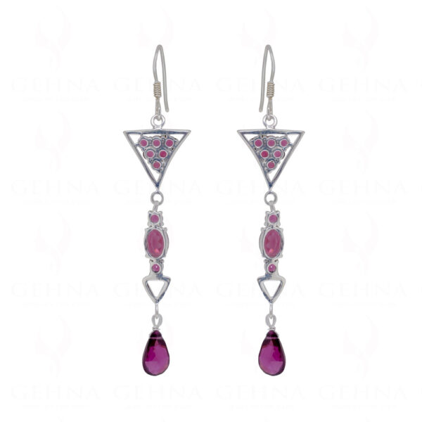 Tourmaline Teardrop Shaped Gemstone Studded 925 Silver Earrings SE04-1123