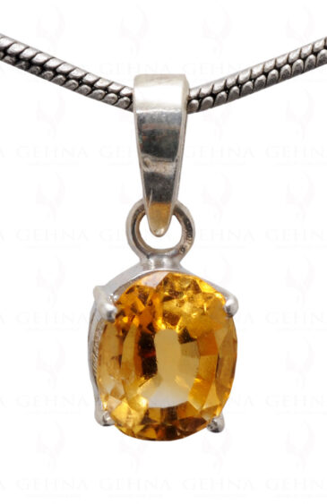 “Aaa” Citrine Oval Shape Gemstone 925 Silver Pendant SP02-1124