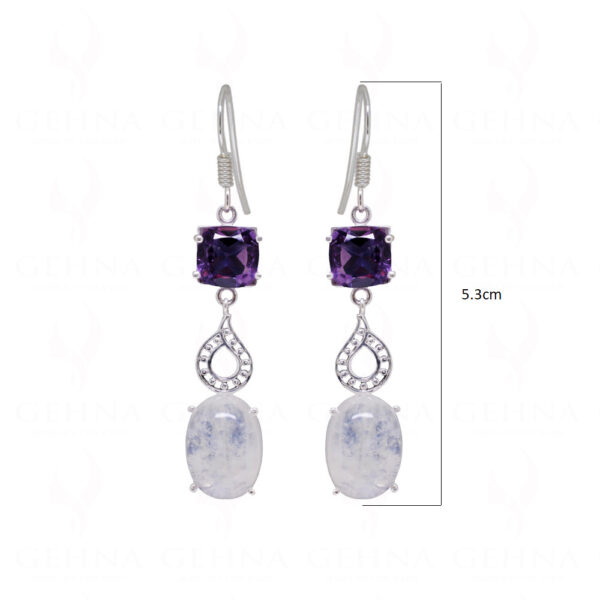 Moonstone & Amethyst Gemstone Studded 925 Sterling Silver Earrings SE04-1124