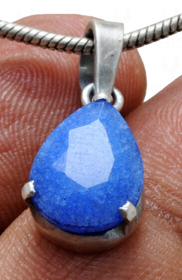 Blue Chalcedony Pear Shape Gemstone 925 Silver Pendant SP02-1125
