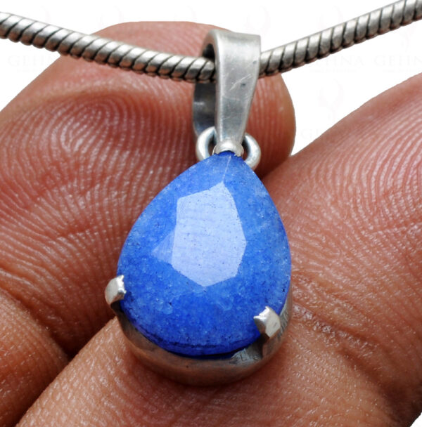 Blue Chalcedony Pear Shape Gemstone 925 Silver Pendant SP02-1125