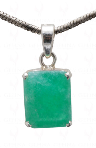 Emerald Octagon Shape Gemstone Studded 925 Silver Pendant SP02-1126