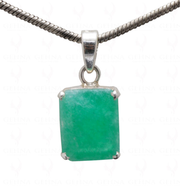 Emerald Octagon Shape Gemstone Studded 925 Silver Pendant SP02-1126