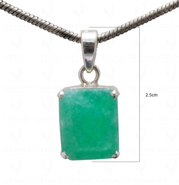 Emerald Octagon Shape Gemstone Studded 925 Silver Pendant SP02-1126