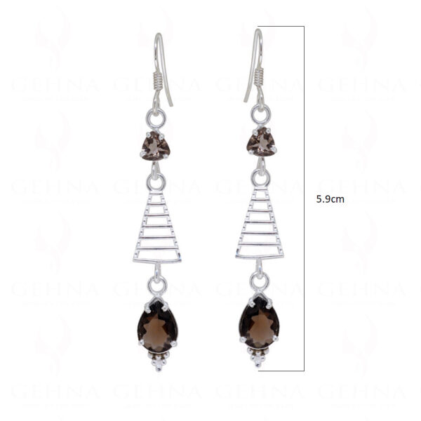 Smoky Teardrop Shaped Gemstone Studded 925 Sterling Silver Earrings SE04-1129