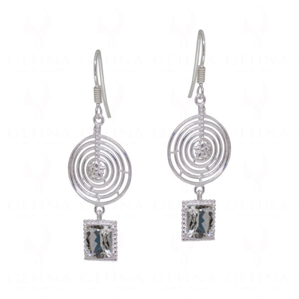 Aquamarine Spiral Shaped Gemstone Studded 925 Sterling Silver Earrings SE04-1130