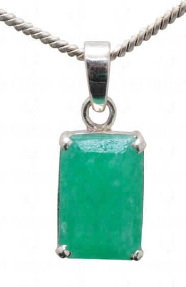Emerald Octagon Shape Gemstone Studded 925 Silver Pendant SP02-1130