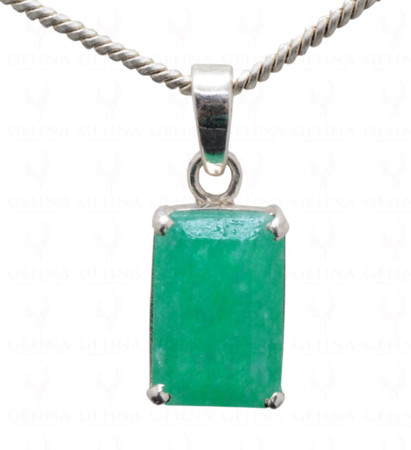 Emerald Octagon Shape Gemstone Studded 925 Silver Pendant SP02-1130