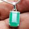 Emerald Octagon Shape Gemstone Studded 925 Silver Pendant SP02-1130