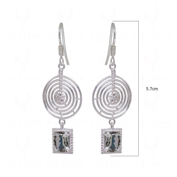 Aquamarine Spiral Shaped Gemstone Studded 925 Sterling Silver Earrings SE04-1130