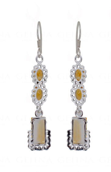 Citrine Octagon Shaped Gemstone Studded 925 Silver Earrings SE04-1134