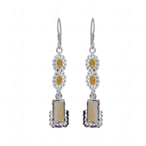 Citrine Octagon Shaped Gemstone Studded 925 Silver Earrings SE04-1134