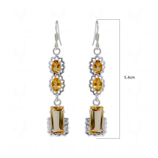 Citrine Octagon Shaped Gemstone Studded 925 Silver Earrings SE04-1134