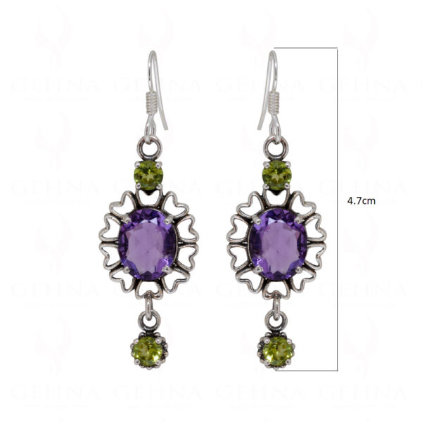 Amethyst & Peridot Gemstone Studded 925 Sterling Silver Earrings SE04-1137