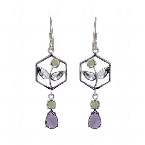 Amethyst & Peridot Gemstone Studded 925 Sterling Silver Earrings SE04-1139