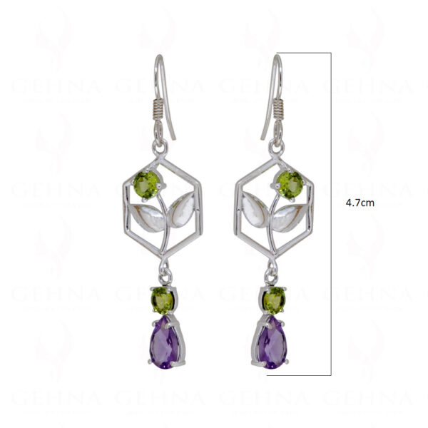 Amethyst & Peridot Gemstone Studded 925 Sterling Silver Earrings SE04-1139