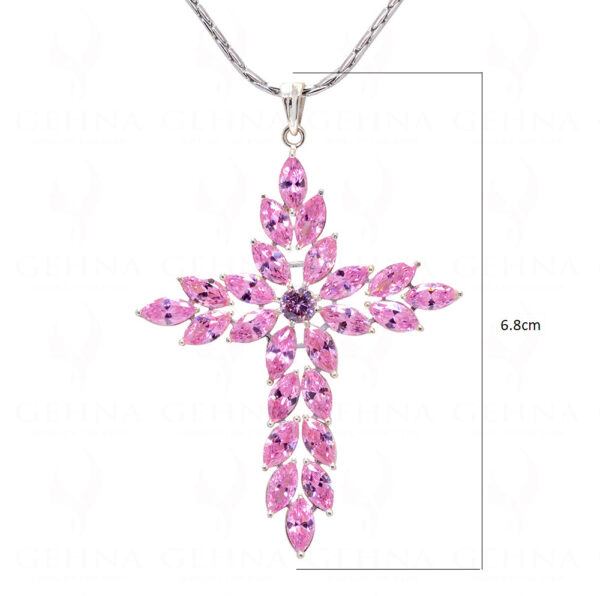 Kunzunite & Amethyst Cross Shape Gemstone Studded Silver Pendant SP02-1140