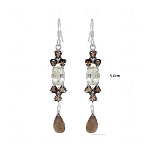 Lemon Topaz & Smoky Quartz Gemstone Studded 925 Silver Earrings SE04-1141