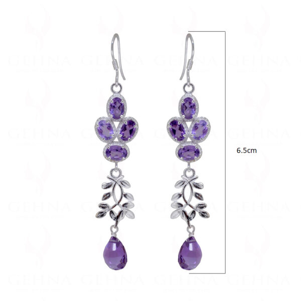 Amethyst Teardrop Shaped Gemstone Beaded 925 Silver Earrings SE04-1142