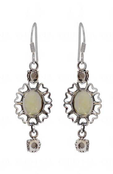 Lemon Topaz & Smoky Round Shaped Gemstone Studded 925 Silver Earrings SE04-1144