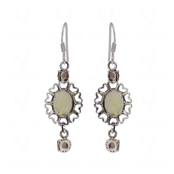 Lemon Topaz & Smoky Round Shaped Gemstone Studded 925 Silver Earrings SE04-1144