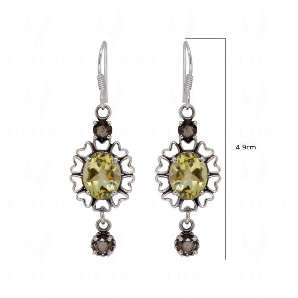 Lemon Topaz & Smoky Round Shaped Gemstone Studded 925 Silver Earrings SE04-1144