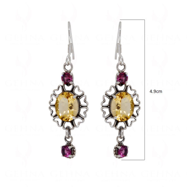 Citrine & Tourmaline Gemstone Studded 925 Sterling Silver Earrings SE04-1145