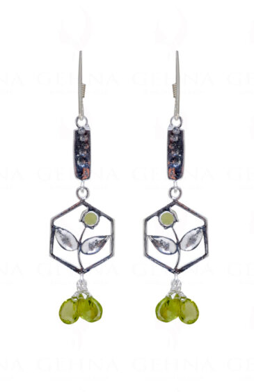 Peridot Round Shaped Gemstone Studded 925 Sterling Silver Earrings SE04-1146