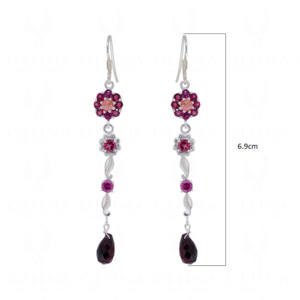 Tourmaline Flower Shaped Gemstone Studded 925 Sterling Silver Earrings SE04-1147