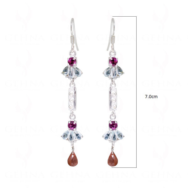 Tourmaline & Topaz Gemstone Studded 925 Sterling Silver Earrings SE04-1150