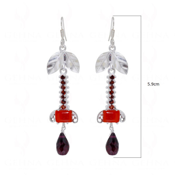 Carnelian & Tourmaline Gemstone Studded 925 Sterling Silver Earrings  SE04-1151