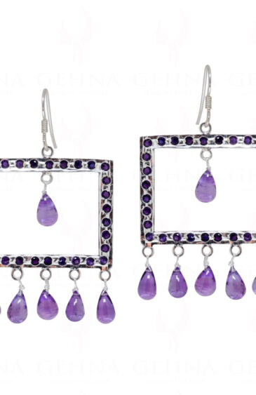 Amethyst Teardrop Shaped Gemstone Studded 925 Sterling Silver Earrings SE04-1152