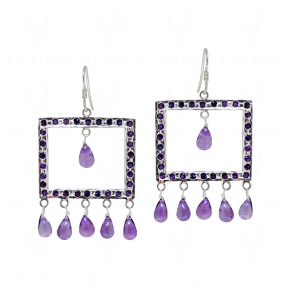 Amethyst Teardrop Shaped Gemstone Studded 925 Sterling Silver Earrings SE04-1152