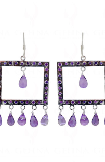 Amethyst Teardrop Shaped Gemstone Studded 925 Sterling Silver Earrings SE04-1152