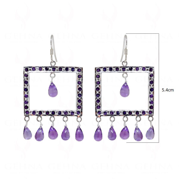 Amethyst Teardrop Shaped Gemstone Studded 925 Sterling Silver Earrings SE04-1152