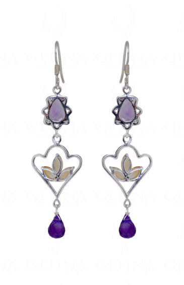 Amethyst & Citrine Gemstone Studded 925 Sterling Silver Earrings SE04-1153