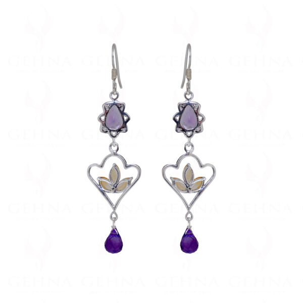 Amethyst & Citrine Gemstone Studded 925 Sterling Silver Earrings SE04-1153