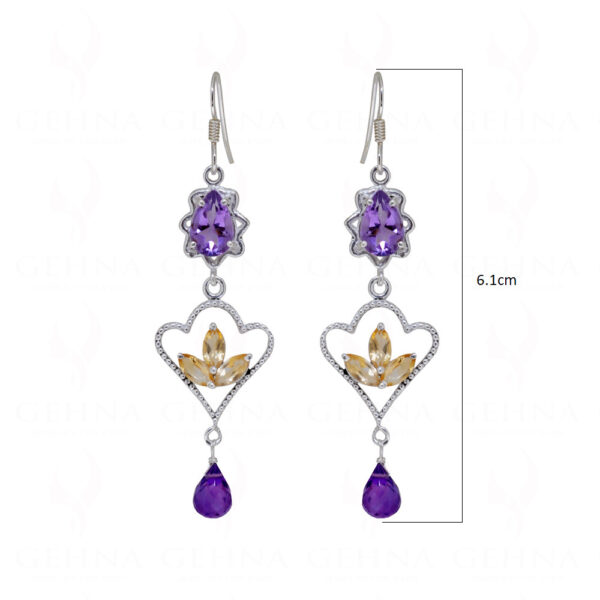 Amethyst & Citrine Gemstone Studded 925 Sterling Silver Earrings SE04-1153