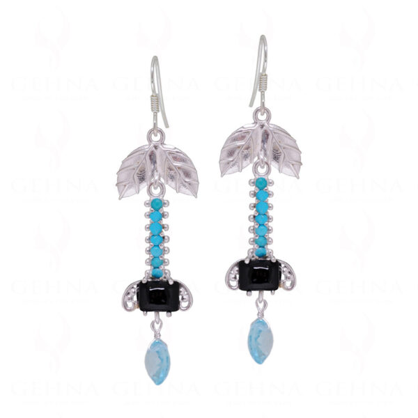 Spinel & Turquoise, Topaz Gemstone Studded 925 Sterling Silver Earrings SE04-1155