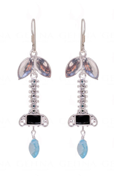 Spinel & Turquoise, Topaz Gemstone Studded 925 Sterling Silver Earrings SE04-1155