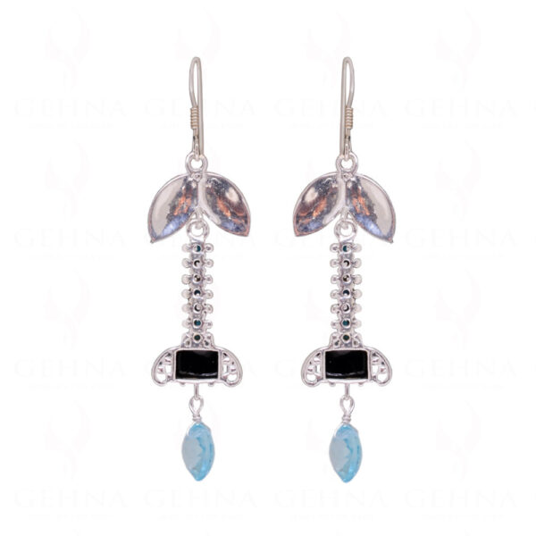 Spinel & Turquoise, Topaz Gemstone Studded 925 Sterling Silver Earrings SE04-1155